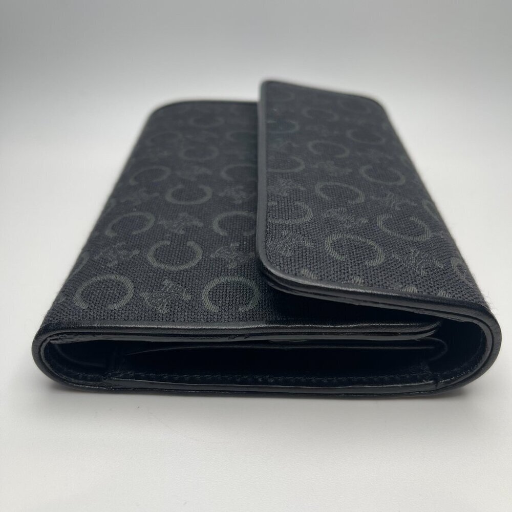 Celine Triomphe Printed Canvas & Leather Compact Wallet - Black - Preowned - Picture 2 of 13